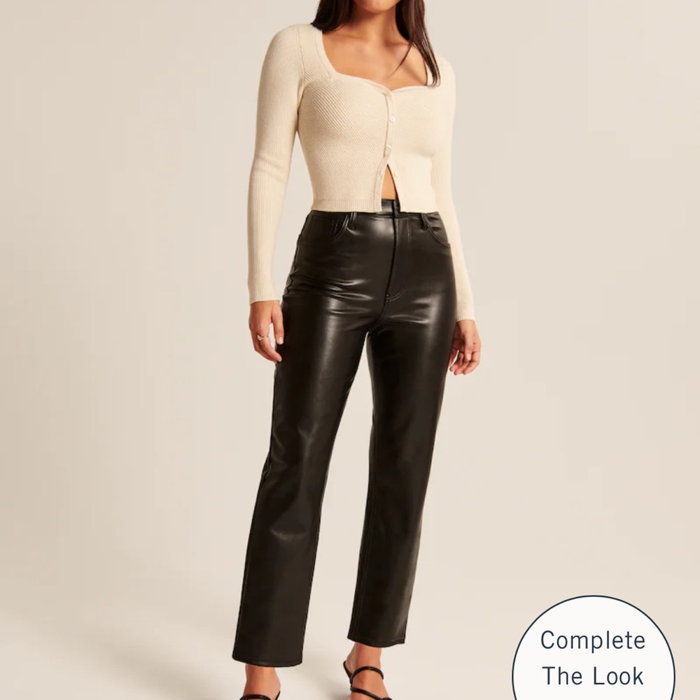 Abercrombie and Fitch Curve Love Vegan Leather Ankle Straight Pants